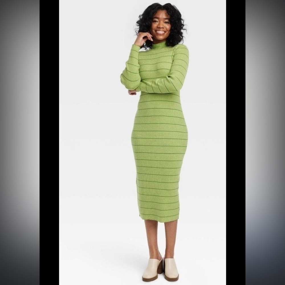 Green Striped Knit Dress Nwt — image 2 of 8
